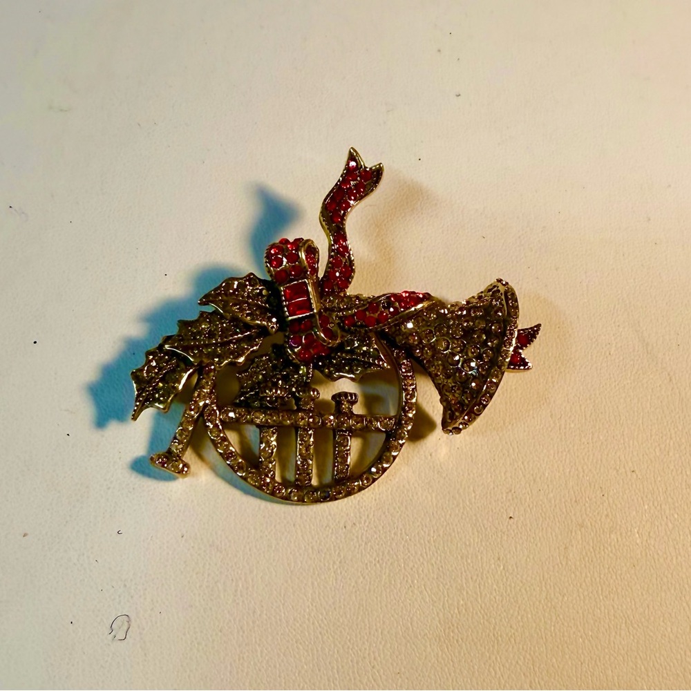 Heidi Daus Fabulous French Horn Multi-Color Crystal Pin Brooch